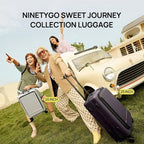 NINETYGO Medium Checked Luggage 25 Inch, Flat Top Opening Check In Luggage with Cup Holder, Expandable, Lightweight PC Hard Shell, TSA Lock, 360° Spinner Wheels (Lavender Taro Milk)
