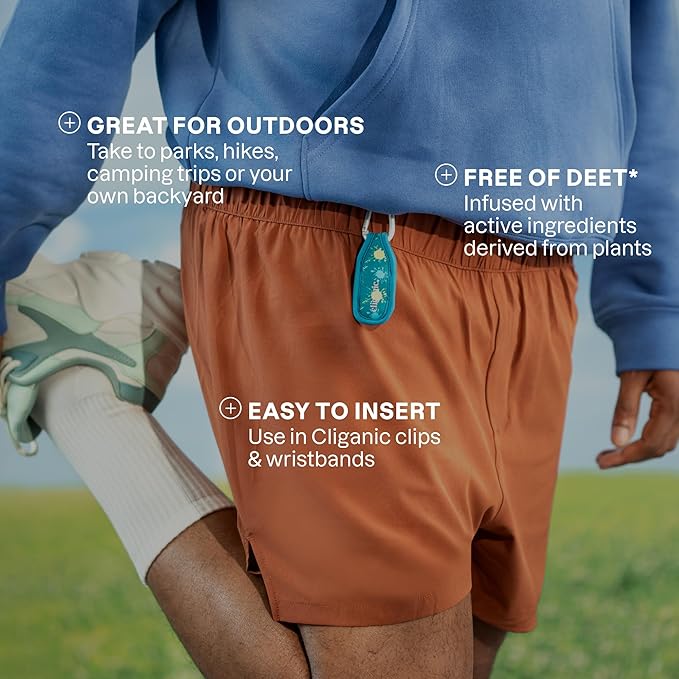 Cliganic Mosquito Repellent Pack (1 Clip + 2 Refill Pellets) - Natural DEET-Free, Essential Oil Infused