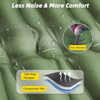 Sleeping Pad for Camping, 32.68 Inch Extra Wide Inflatable Camping Mat with Pillow and Built-in Foot Pump, Air Mattress 5.11 Inch Extra Thick for Tent (Army Green)