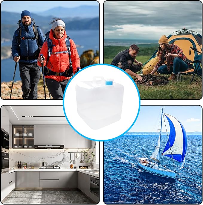 3PCS x 5.3Gal/20L, Water Storage Container, Food Safe Emergency Water Jugs with Spigot, Collapsible, BPA-Free, Portable Water Bottle Survival Kit for Camping, Hiking, Fishing, Canteen Style
