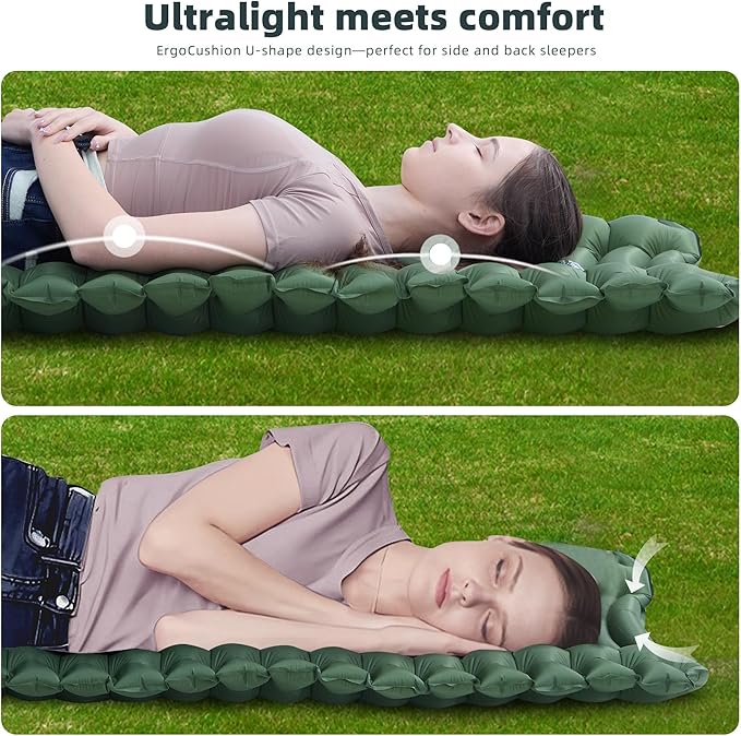 Gear Doctors® Ether 17.5oz Ultralight Camping Sleeping Pad – Backpacking Air Mattress – Camping Mattress Pad – Compact Inflatable Sleeping Mat for Backpacking, Comfortable Outdoor Hiking, Tent, Travel