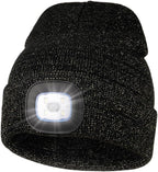 MELASA Unisex Hat with Light, USB Rechargeable Hands Free Headlamp LED Beanie, Winter Gifts for Men Dad Father Husband Him