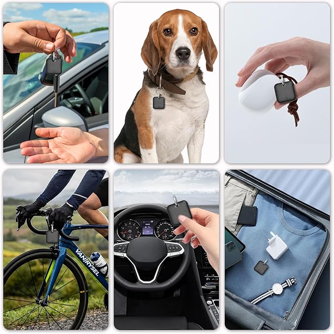 Smart Tracker Tags-4 Pack(iOS Only) Compatible with Apple with 2 Batteries,Replaceable Battery,Bluetooth Luggage Smart GPS Tag Works with Apple Find My APP,Item Finders for Dog/Key/Luggage