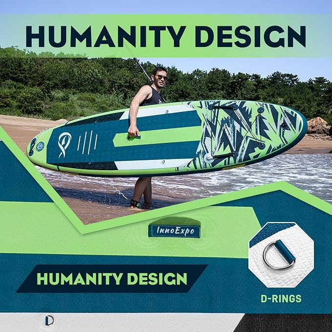 InnoExpo 11' Inflatable Stand Up Paddle Boards with Premium Accessories, Wide Stable SUP Paddle Board Design, Non-Slip Comfort Deck for Youth & Adults