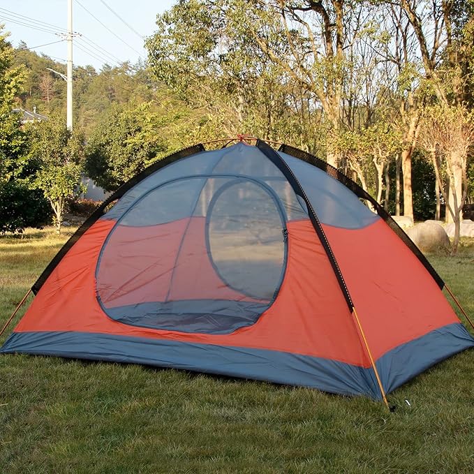 3-4 Season 2 3 Person Lightweight Backpacking Tent Windproof Camping Tent Awning Family Tent Two Doors Double Layer with Aluminum rods for Outdoor Camping Family Beach Hunting Hiking Travel