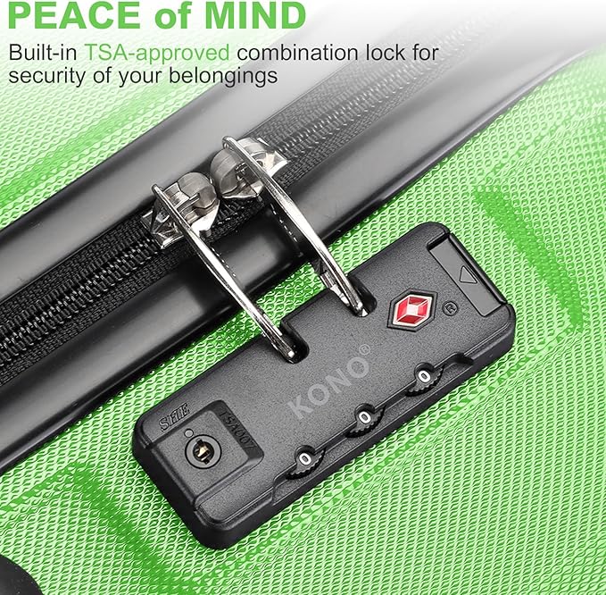 Kono 20'' Carry on Luggage Lightweight with Spinner Wheel TSA Lock Hardside Luggage Durable Small Carry on Suitcase Apple Green
