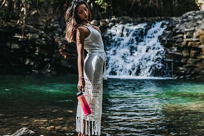 HYDRO CELL Stainless Steel Insulated Water Bottle with Straw - For Cold & Hot Drinks - Metal Vacuum Flask with Screw Cap and Modern Leakproof Sport Thermos for Adults (Coral/Punch 24oz)