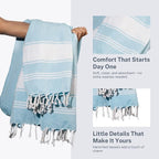 Cotton Turkish Beach Towel with Towels Oversized 36"x72" Pool Absorbent Extra Large Quick Dry Sand Travel Towel (Aqua Blue, 4 Pack)