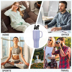 40 oz Tumbler with Handle, Insulated Water Bottle with Straw - Auto Spout Lid, Carrier Pouch, Purple Metal Thermal Hydro Travel Coffee Mug Flask for Car Cup Holder, Keep Cold 48H Hot 24H