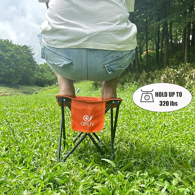 Opliy Camping Stool, Folding Small Chair Portable Camp Stool for Camping Fishing Hiking Gardening and Beach, Camping Seat with Carry Bag (Orange)