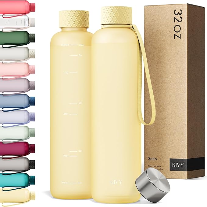 KIVY Slim Water Bottle 32oz [Lightweight & Shatterproof] - Reusable Tritan Water Bottle - Leak Proof Bottle for Women & Men - No Spill - Dishwasher Safe Water Bottle BPA Free