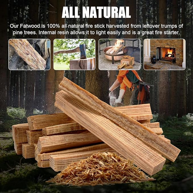 Lumberer Fatwood Fire Starter Sticks -100% All Natural Resin Kindling and Chips -Quick Ignition for Fireplace,Campfires,Firepits,Wood Stoves,Grilling (10.70 LB)