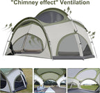 Vidalido 3-4 Person Camping Tent with 2 Large Mesh Door 4 Mesh Window Family Tents, Double Layer Waterproof Portable Easy Setup Camp Tent, Canvas Dome Tents for Camping Outdoor Hiking and Backpacking