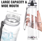 OLDLEY Water Bottle, 32oz Motivational Sports Water Bottle with Time Marker - Times to Drink - Tritan, BPA Free, Wide Mouth Leakproof,Capacity Clear