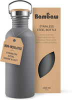 Bambaw 32 oz Non-insulated Stainless Steel Water Bottle - Gray Metal, Reusable & Portable, BPA Free - Stormy Gray