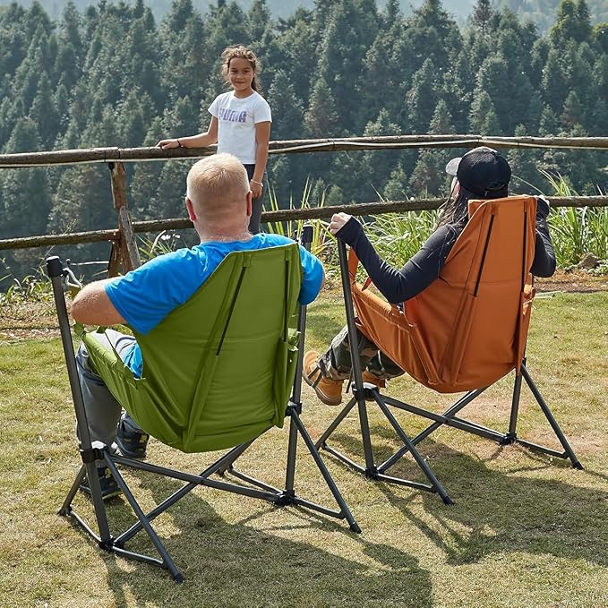 Timber Ridge Hammock Camping Chair with Adjustable Backrest, Heavy Duty Folding Hammock Chair Supports 300lbs, Portable Hammock Chair for Camping, Travelling and Patio, Green