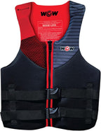 WOW Sports Life Jacket, US Coast Guard Approved Life Vest For Fishing, Kyaking, & Boating PFD, Red - Small/Medium