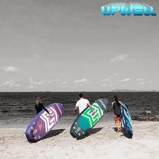 UPWELL 11'6"×35" Extra Wide Inflatable Paddle Board, Stand Up Paddle Board for Youth & Adults, Stable Design, Premium SUP Accessories, 120L Backpack, 10L Dry Bag, Paddle, Leash, Hand Pump, US Fins