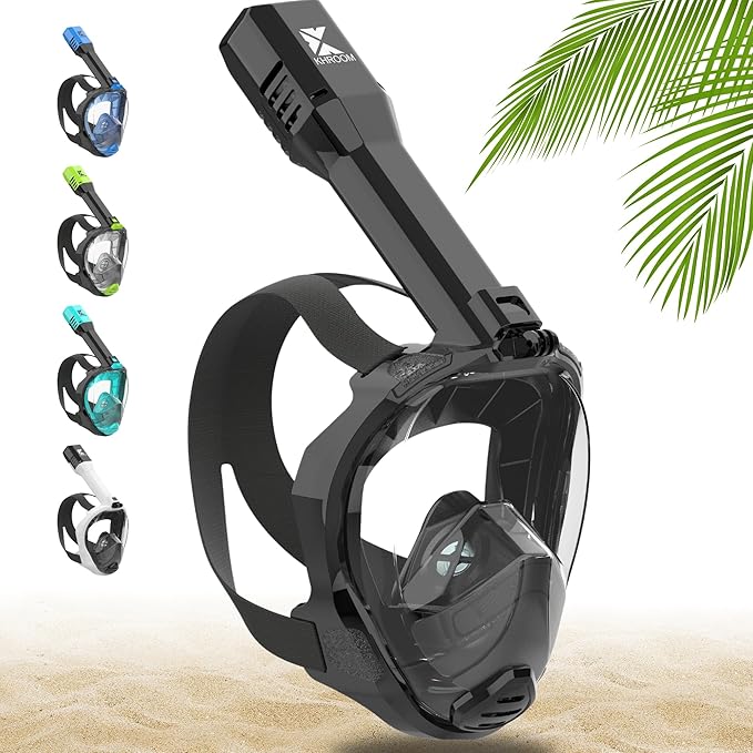 Khroom Full Face Snorkel Mask for Adults | New Valve Tech for Easy Breathing | 3X Larger Air Intake | Leak-Proof & Anti-Fog | Premium Snorkel Gear | Scuba Mask with Action Cam Mount