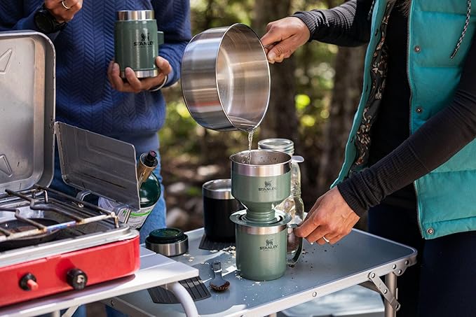 Stanley Perfect Brew Pour Over Set | 20oz/12oz Camp Mug with Lid Included | Drip Coffee Maker with Reusable Filter | Insulated Stainless Steel | BPA-Free | Black 2.0