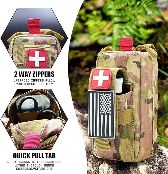 Tactical Trauma Kit Emergency First Aid Stop The Bleed Ifak Refill, Ifak Med Kit Trauma Refill Military Medical Supplies Kit Pack for Duty Belt