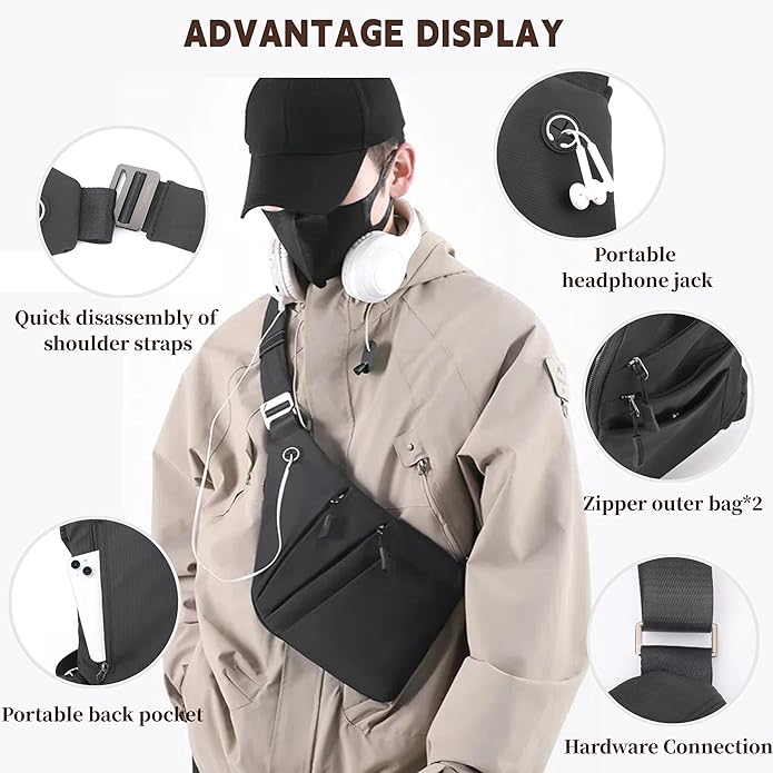 Crossbody Travel Bags for Women, New Theft Proof Safe Slim Sling Travel Purses, Personal Flex Shoulder Bag for Men Women