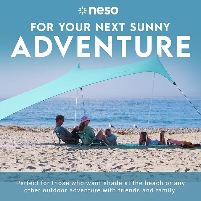 Neso Gigante - Portable Beach Tent - Ideal to Enjoy with Family and Friends - UPF 50+, Water-Resistant, and Lightweight - Seafoam, 11' x 11'