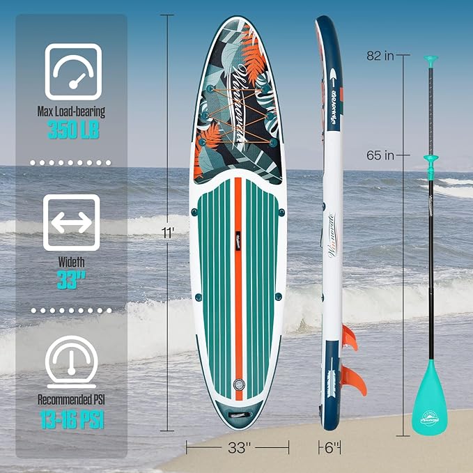 Inflatable Paddle Boards for Adults and Youth, 11'x33 Wood Grain Stand Up Paddle Board with SUP Accessories, Portable Inflatable Paddleboard for All Skill Levels,Blow Up Paddle Board as Present