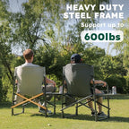 Colegence Oversized Directors Camping Chair Set of 2 Support 600 LBS, Heavy Duty Folding Outdoor Chairs with Detachable Side Pocket and Adjustable Side Table for Outside Beach,Lawn,Fishing (Green)