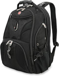 SwissGear 1900 ScanSmart 17” Laptop Backpack Black – Reflective Tech Backpack with ScanSmart Compartment – Multiple Organizer Pockets & RFID Scan Blocking Technology