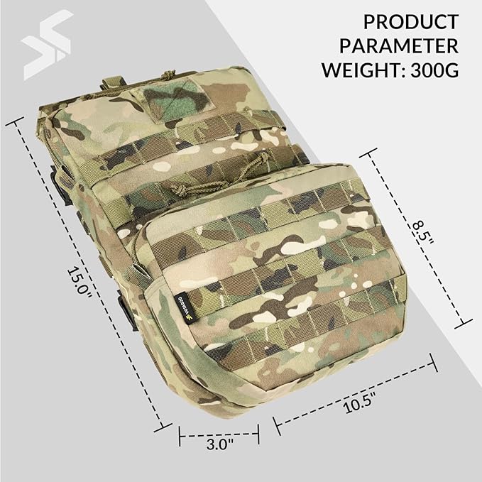 Tactical Molle Hydration Pack 3L Hydration Carrier Pack Water Reservoir Bag for Molle Vest Backpack