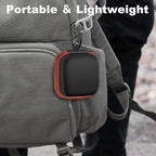 Square Earbud Case Portable EVA Carrying Case Storage Bag Cell Phone Accessories Organizer with Carabiner for Earphone, Earbud, Earpieces, SD Memory Card, Camera Chips, Tech Pouch, Orange1