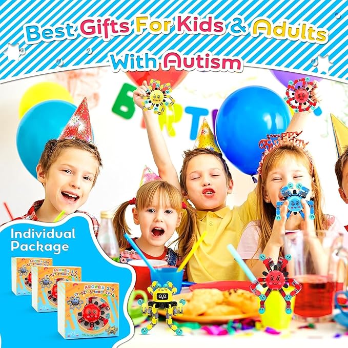 Transformable Fidget Spinner Toys for Kids and Adults,4 Pcs Sensory Toy for Boys Girl ADHD Stress Relief Toys,Fingertip Gyros Travel Toy Party Favors for Teens Birthdays Gifts Easter Present