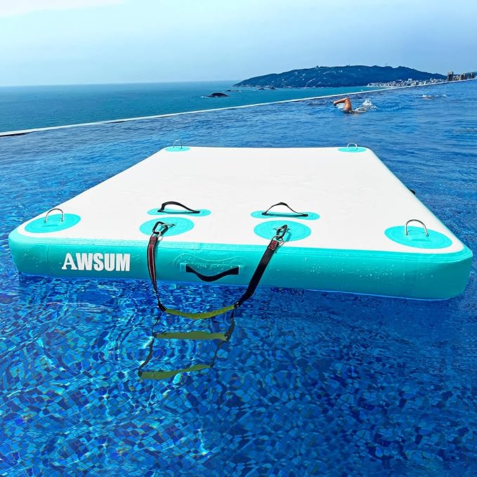 AWSUM Inflatable Floating Dock Air Dock Platform Floating Island Raft with None-Slip Surface for Pool Beach Ocean