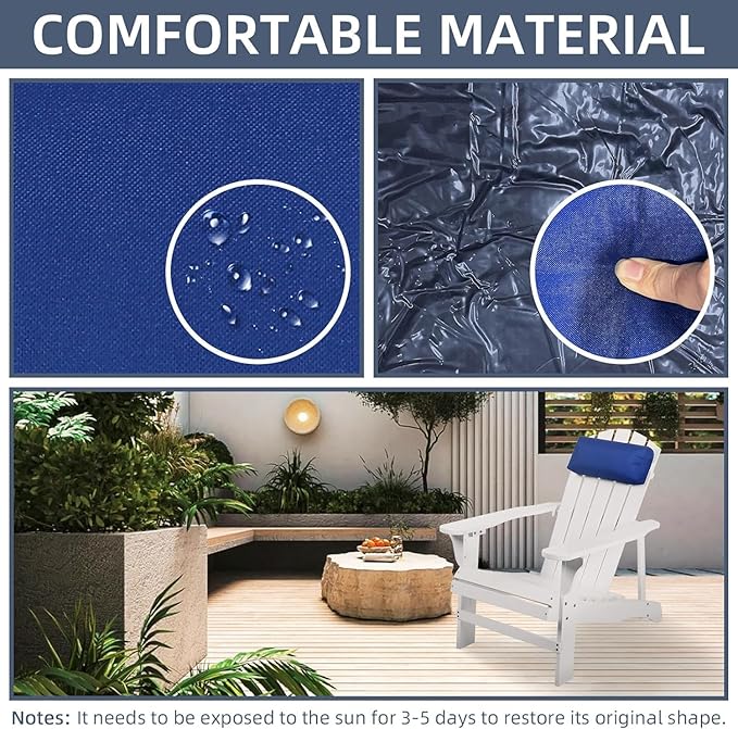 2 Pcs Outdoor Chaise Pillows, Headrest Pillow for Patio Chaise Lounge Chair with Adjustable Elastic Stripe Head Resting Pillows for Recliner Office Chair, Dark Blue