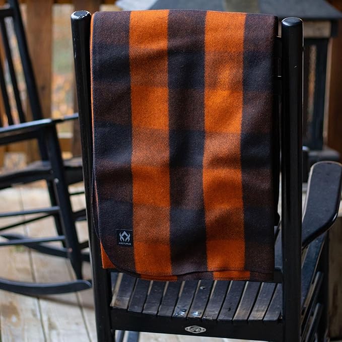 Arcturus Plaid Wool Blankets - 4.5lbs Warm, Heavy, Washable, Large | Great for Camping, Outdoors, Sporting Events, or Home