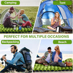 Double Sleeping Pad - Self Inflating 4" Extra-Thick for 2 Person with Pillow Built-in Foot Pump Inflatable Sleeping Mat for Backpacking, Hiking, Traveling, Tent, Portable Camping Mat