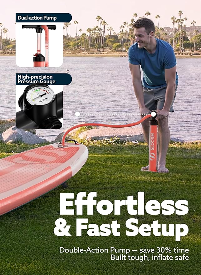 SLOOSH Inflatable Stand Up Paddle Board, 10'6" Paddle Boards with Premium Accessories, Non-Slip EVA Deck, Ultra-Light Carry Bag Pump, Ripple SUP for Youth & Adults of All Skill Levels