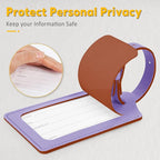 Travelambo 26 Pack Luggage Tags for Suitcases Privacy Protection Bag Tags Faux Leather Travel Accessories Essential, Classic Purple