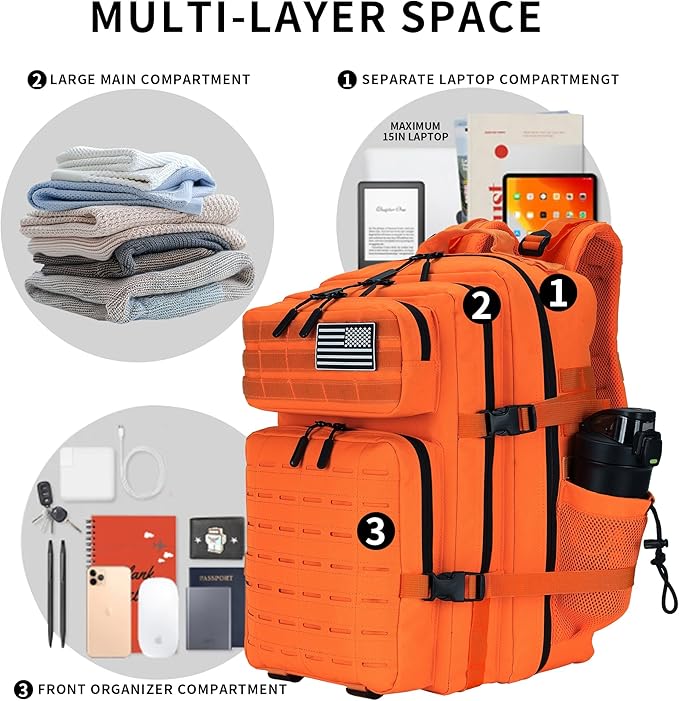 Military Tactical Backpack 45L/25L 3 Day Assault Pack Molle Daypack Hiking Backpack for Men and Women