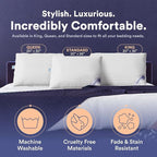 Continental Bedding | Serenity Goose Down Pillow | 700 Fill Power Hungarian White Down | 400TC Cotton Damask Shell | Made in USA | Queen,Soft