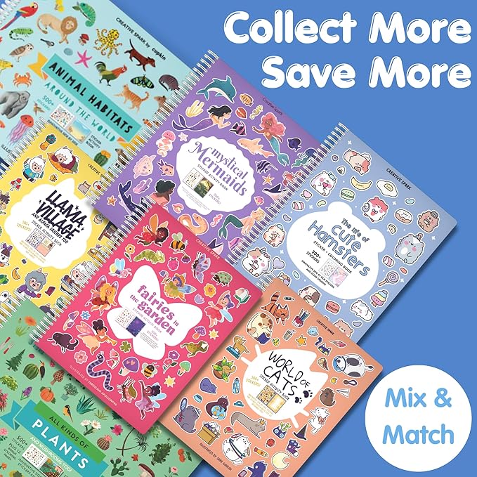 Hello Cats 500+ Sticker Book for Girls by Cupkin Toddler Airplane Activity Coloring + Sticker Book, Road Trip Essentials, 2 Coloring Pages + Scenes for Ages 2–8 Years