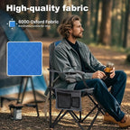 LET'S CAMP Oversized Outdoor Folding Camping Chair, Heavy Duty Arm Chair with Cup Holder and Storage Bag, 350 LBS Weight Capacity, Blue