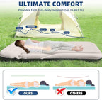 KMZ SUV Air Mattress Thickened Double Flocking Camping Mattress Upgraded Portable Sleeping Car pad Comfortable Inflatable Travel Bed with External Pump and 2 Pillows（Off-White and Light Gray）