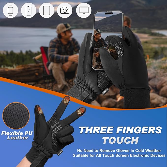 Sukeen Winter Gloves Men Women, Touchscreen Anti-Slip Warm Mens Gloves for Running Driving Cycling Hiking Biking Outdoor