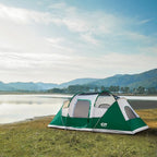 CAMPROS CP Camping Tent 10 Person Family Cabin Tent, 2 Room Water Resistant Waterproof Tent with Top Rainfly, 4 Large Mesh Windows, Double Layer, Easy Set Up, Portable with Carry Bag, 16ft x 9ft x72in