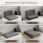 Tri Folding Mattress Queen Size - Memory Foam Tri-fold Mattres, Handle & Non-Slip Bottom, Portable Foldable Sofa Bed Floor Chair for Travel RV Camping Guest Yoga - 4 Inch, 78"x58"x4"