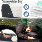 Travel & Camping Comfortable Memory Foam Pillow – Easy to Carry Portable Bag – Temperature Regulating Pillow Case - Perfect for Travelling (Grey)