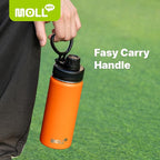 Kids Insulated Water Bottle-16 oz Stainless Steel Vacuum Wide Mouth Sports Flask with Silicone Boot-Reusable Metal Leak Proof Travel Water Bottle for Girls Boys, BPA-Free(Orange)