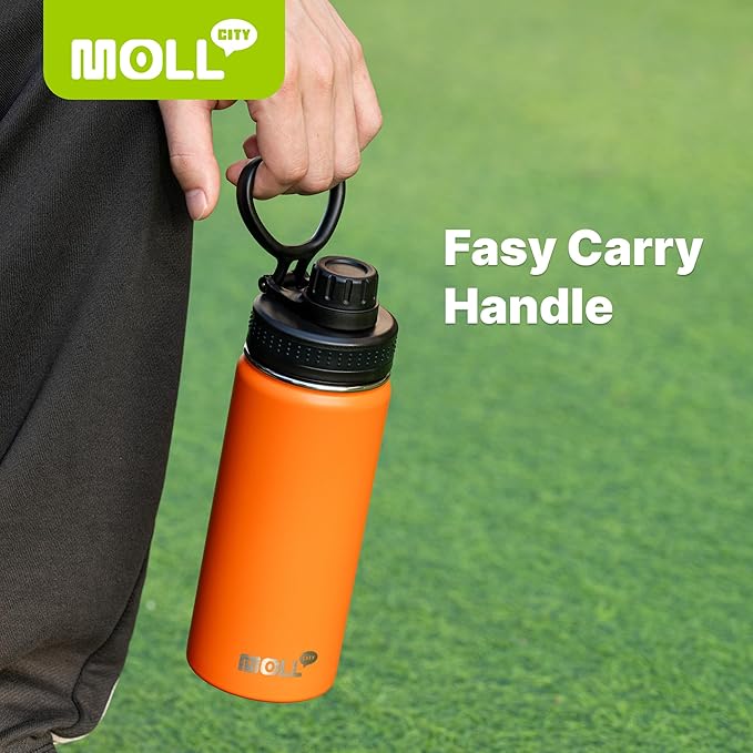 Kids Water Bottle-12 oz Stainless Steel Vacuum Insulated Sports Water Bottle for School, Reusable Metal Travel Water Flask with Silicone Boot (Orange)